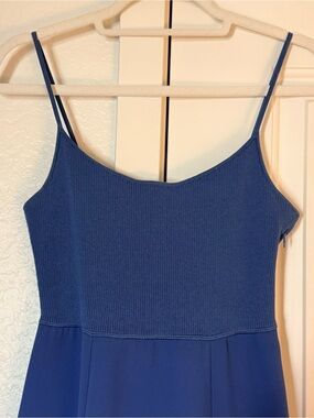 Theory Blue Midi Slip Flared Dress
